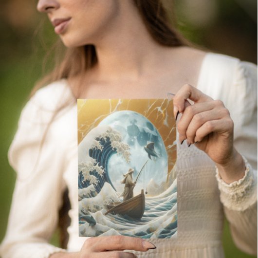 Het oude Man en de gigantische golf Briefkaart