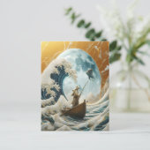 Het oude Man en de gigantische golf Briefkaart (Staand voorkant)
