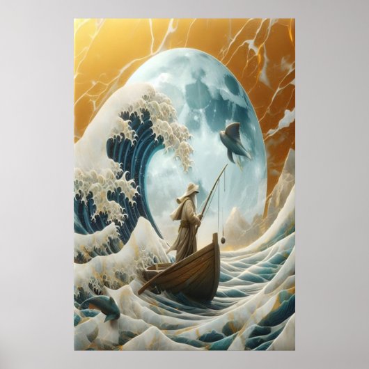 Het oude Man en de gigantische golf Poster (Voorkant)