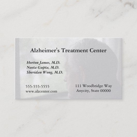 Het oude man kijkt uit het raam visitekaartje (Voorkant)