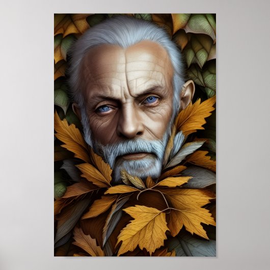 Het oude Man van de herfst laat Digitale Kunst Poster (Voorkant)