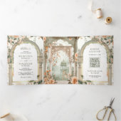 Het oude Mogolpaleis Alles in één moslim bruiloft Drieluik Uitnodiging (Binnen)