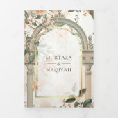 Het oude Mogolpaleis Alles in één moslim bruiloft Drieluik Uitnodiging (Cover)