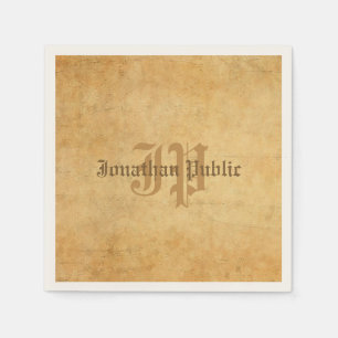 Het oude Papier kijkt Sjabloon  hand Monogrammen Servet