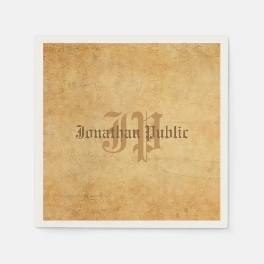 Het oude Papier kijkt Sjabloon  hand Monogrammen Servet (Voorkant)