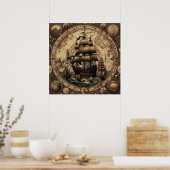 Het oude piratenzeilschip 1 poster (Keuken)
