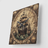 Het oude piratenzeilschip 1 vierkante klok (Hoek)