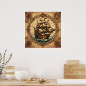 Het oude piratenzeilschip 3 poster (Keuken)