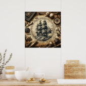 Het oude piratenzeilschip 4 poster (Keuken)