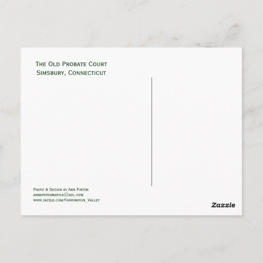 Het oude Probate Court Briefkaart (Achterkant)