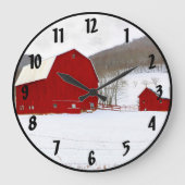 Het oude Rode Boerderij van de Barns in een Snowy  Grote Klok (Voorkant)