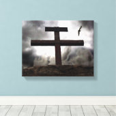 Het oude ruige kruis Calvarieert verpakte Canvas A (Insitu (Houten vloer))