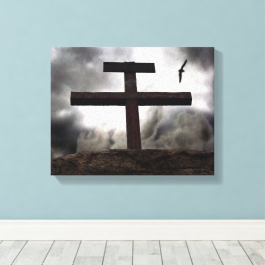 Het oude ruige kruis Calvarieert verpakte Canvas A (Insitu (Houten vloer))