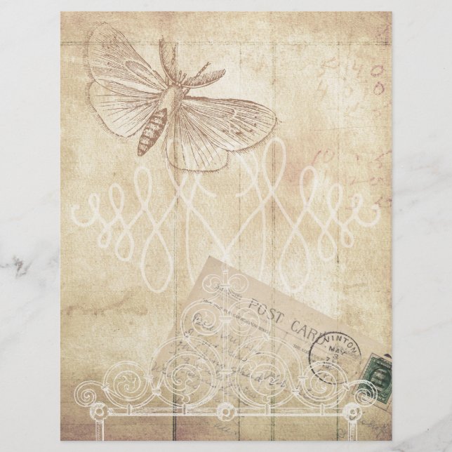 Het oude Schrapboekblad van het Papier & van de Po (Voorkant)