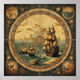 Het oude Spaanse zeilschip 2 Poster