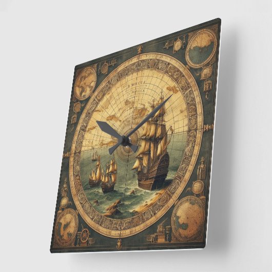 Het oude Spaanse zeilschip 2 Vierkante Klok (Hoek)