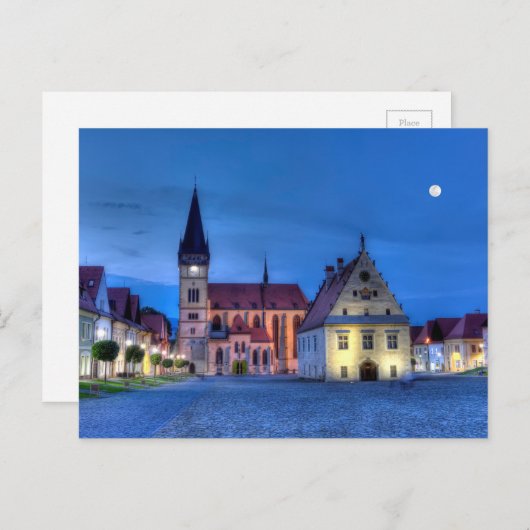 Het oude stadsplein in Bardejov, Slowakije,HDR. Briefkaart (Voorkant / Achterkant)
