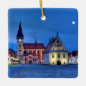 Het oude stadsplein in Bardejov, Slowakije,HDR. Keramisch Ornament (Voorkant)