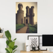 Het oude steenkasteel | AI Art Poster (Thuiskantoor)