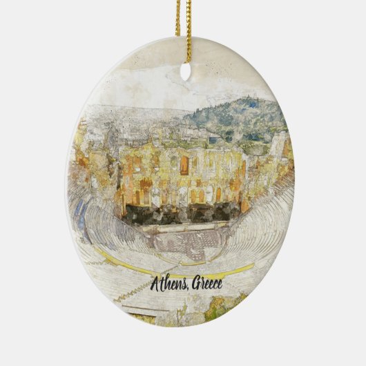 Het oude theater van Athene Griekenland Keramisch  Keramisch Ornament (Rechts)