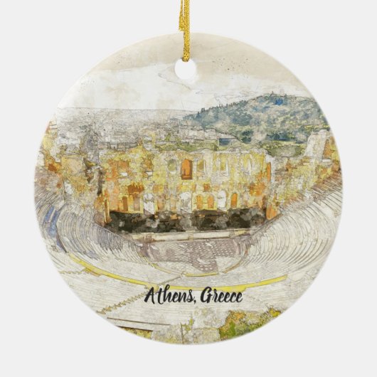 Het oude theater van Athene Griekenland Keramisch  Keramisch Ornament (Achterkant)