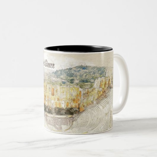 het oude theater van Herodion, Athene, Griekenland Tweekleurige Koffiemok (Voorkant rechts)