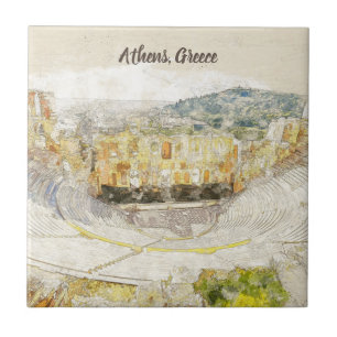 Het oude theater van Herodion Athens Keramische Te Tegeltje