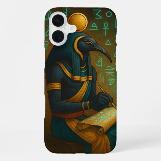 Het oude Thoth Blauwgroen Goud iPhone Hoesje (Achterkant)