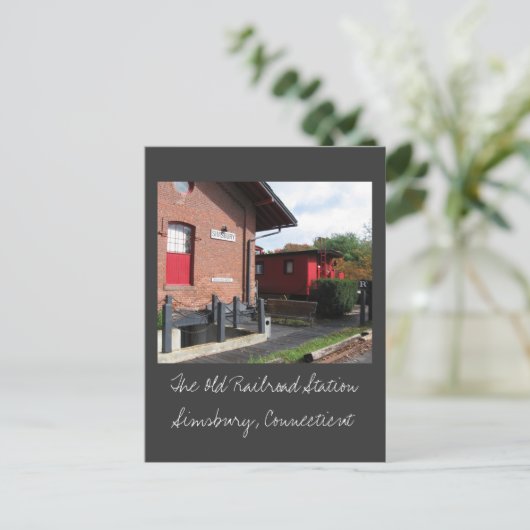 Het oude treinstation in Simsbury Briefkaart (Staand voorkant)