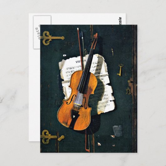 Het oude Violin, het mooie kunstschilderij Briefkaart (Voorkant / Achterkant)