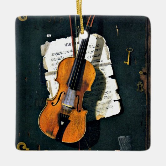 Het oude Violin, het mooie kunstschilderij Keramisch Ornament (Voorkant)