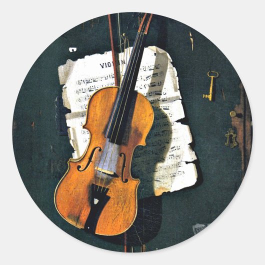 Het oude Violin, het mooie kunstschilderij Ronde Sticker (Voorkant)