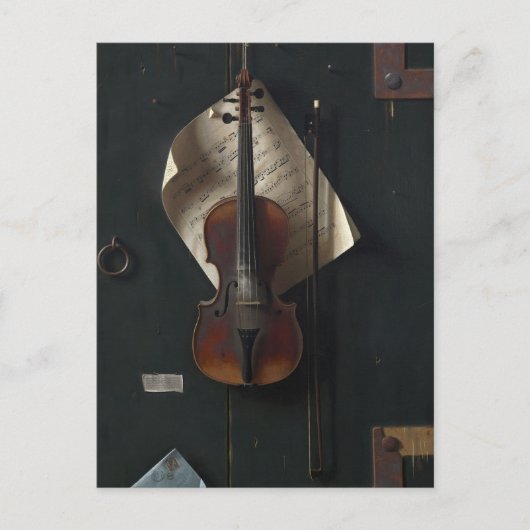 Het oude Violin van William Michael Harnett Briefkaart (Voorkant)