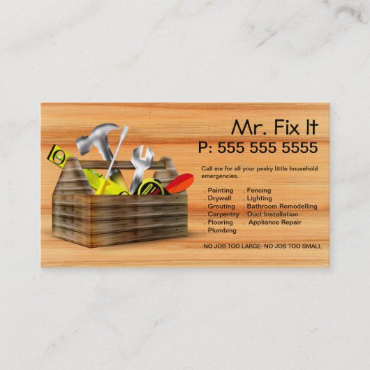 Het oude Visitekaartje van de Handyman van de Repa (Voorkant)