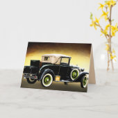 het oude wenskaart van de tijdopnemerauto kaart (Gele Bloem)