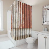 het oude zine en de roestvrije golfachtergrond van douchegordijn (In situ)