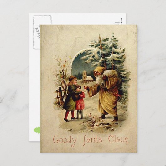 Het ouderwetse Briefkaart van de Kerstman (Voorkant / Achterkant)