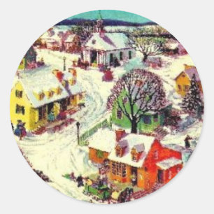 Het ouderwetse Dorp van Kerstmis Ronde Sticker