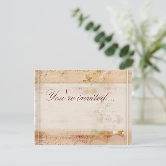 Het ouderwetse vintonijnse huwelijksontwerp kaart (Staand voorkant)