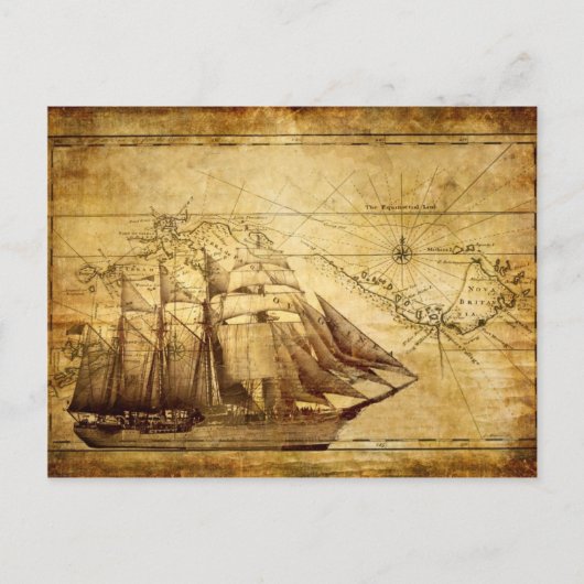 Het oudste Wereldkaart schip Briefkaart (Voorkant)