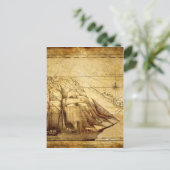 Het oudste Wereldkaart schip Briefkaart (Staand voorkant)
