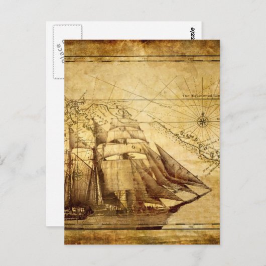 Het oudste Wereldkaart schip Briefkaart (Voorkant / Achterkant)