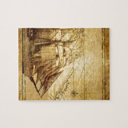 Het oudste Wereldkaart schip Legpuzzel (Horizontaal)