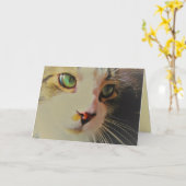 Het overgaan Kat van de Blik met Groene Ogen Kaart (Gele Bloem)
