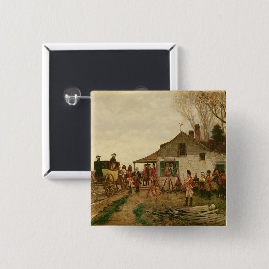 Het overgaan van de Post Vierkante Button 5,1 Cm (Voorkant /achterkant)