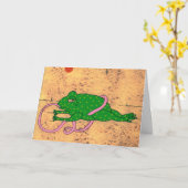 Het Overhalen van de kikker over Zijn Wenskaart Kaart (Gele Bloem)