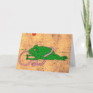 Het Overhalen van de kikker over Zijn Wenskaart Kaart