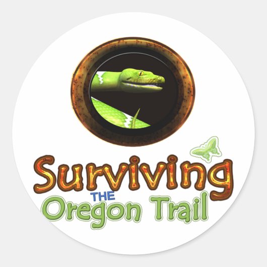 Het overleven van de Oregon Trail Ronde Sticker (Voorkant)