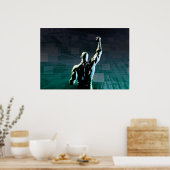 Het overwinnen van Belemmeringen met Man die Succe Poster (Keuken)