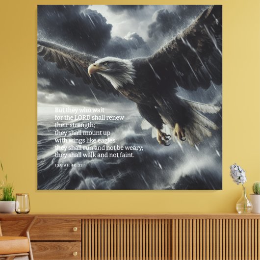Het overwinnen van het Storm Jesaja 40:31 Canvas Afdruk (Insitu (Woonkamer))